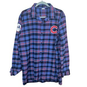 Chicago‎ Cubs MLB Men's Button Up Plaid Flannel Size XL